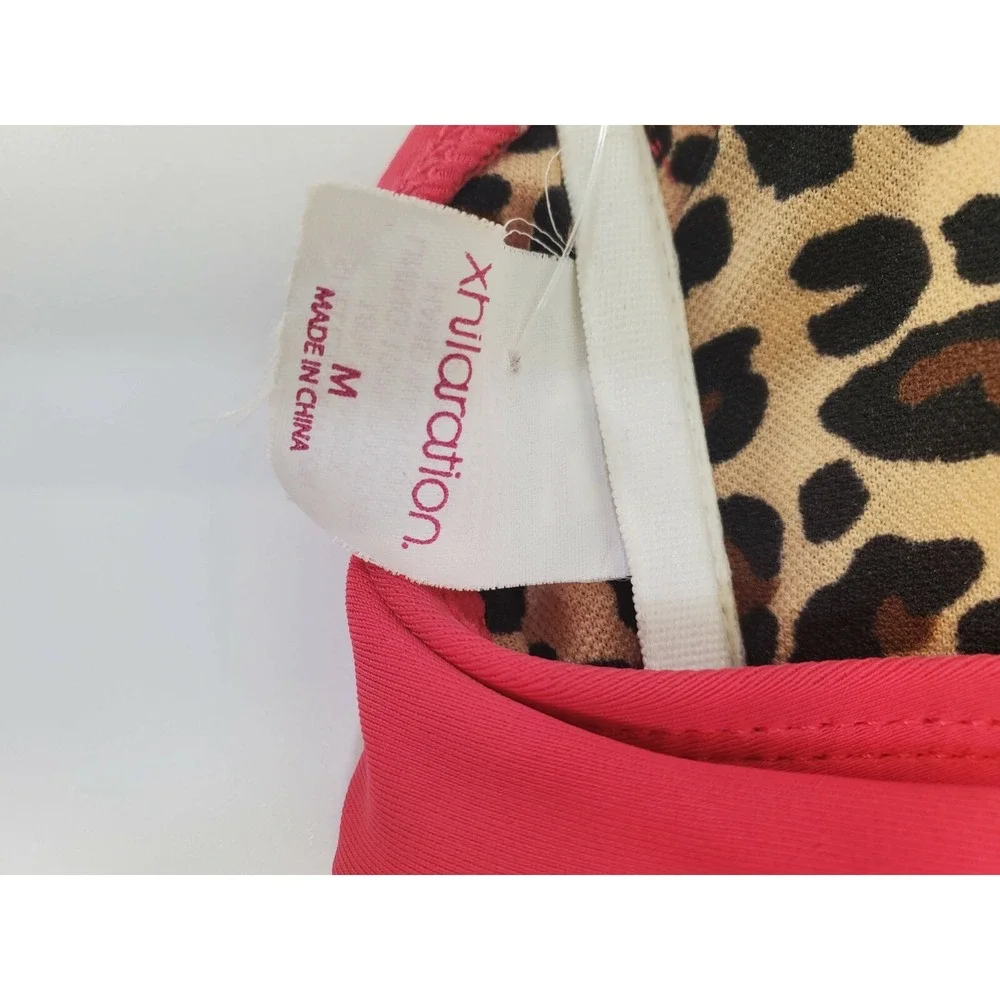 LOT OF 2 Exhilaration Swim Pink & Black‎ Ruffle Bikini Tops Swimsuit Top NEW